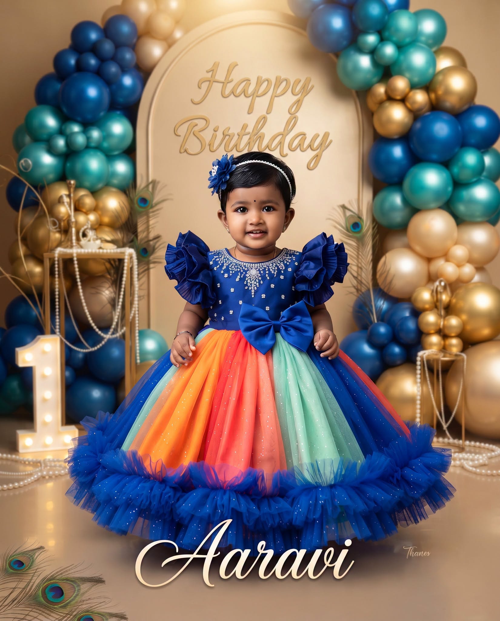 Royal Blue 1st Birthday Portrait