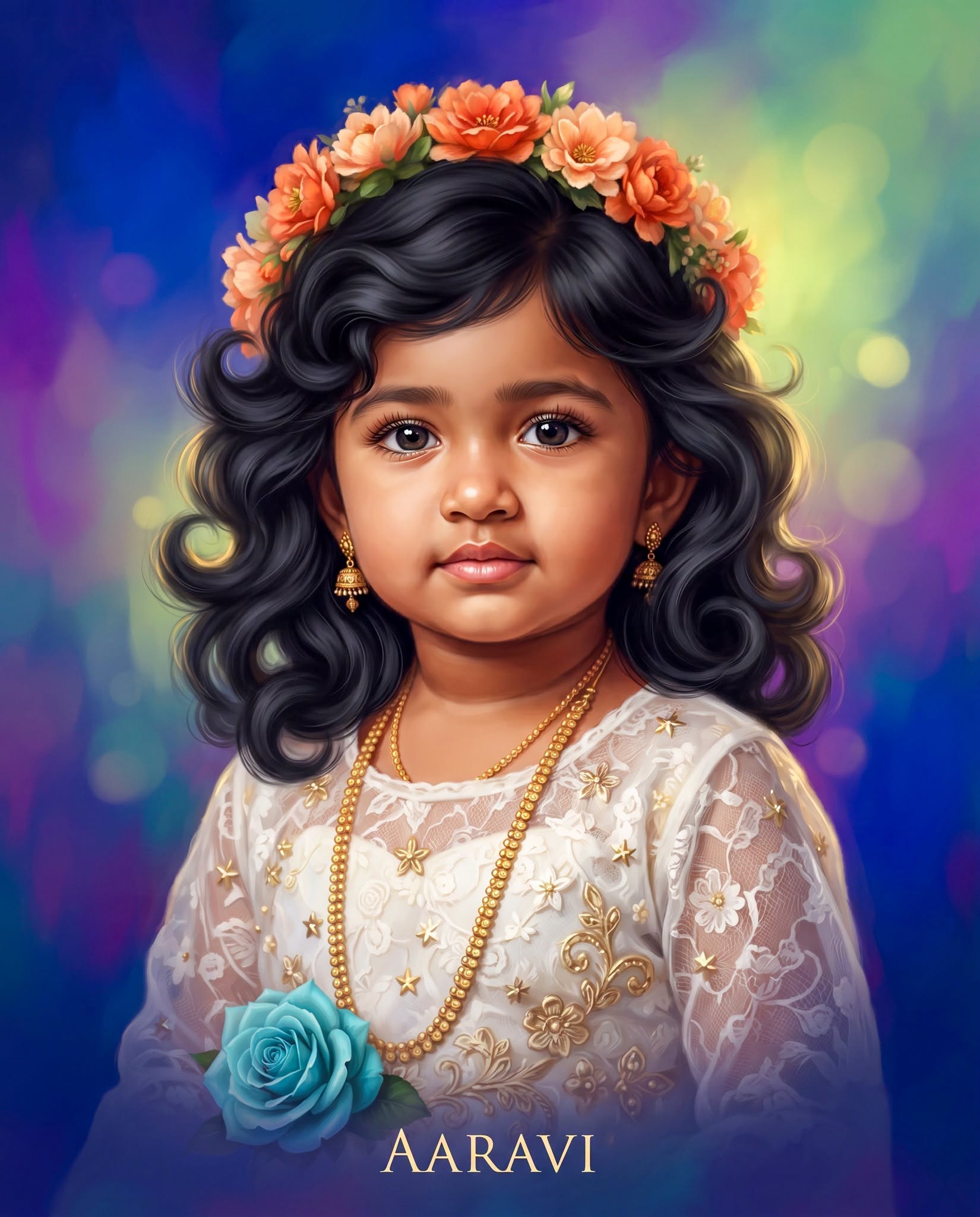 Luxury Floral Digital Portrait
