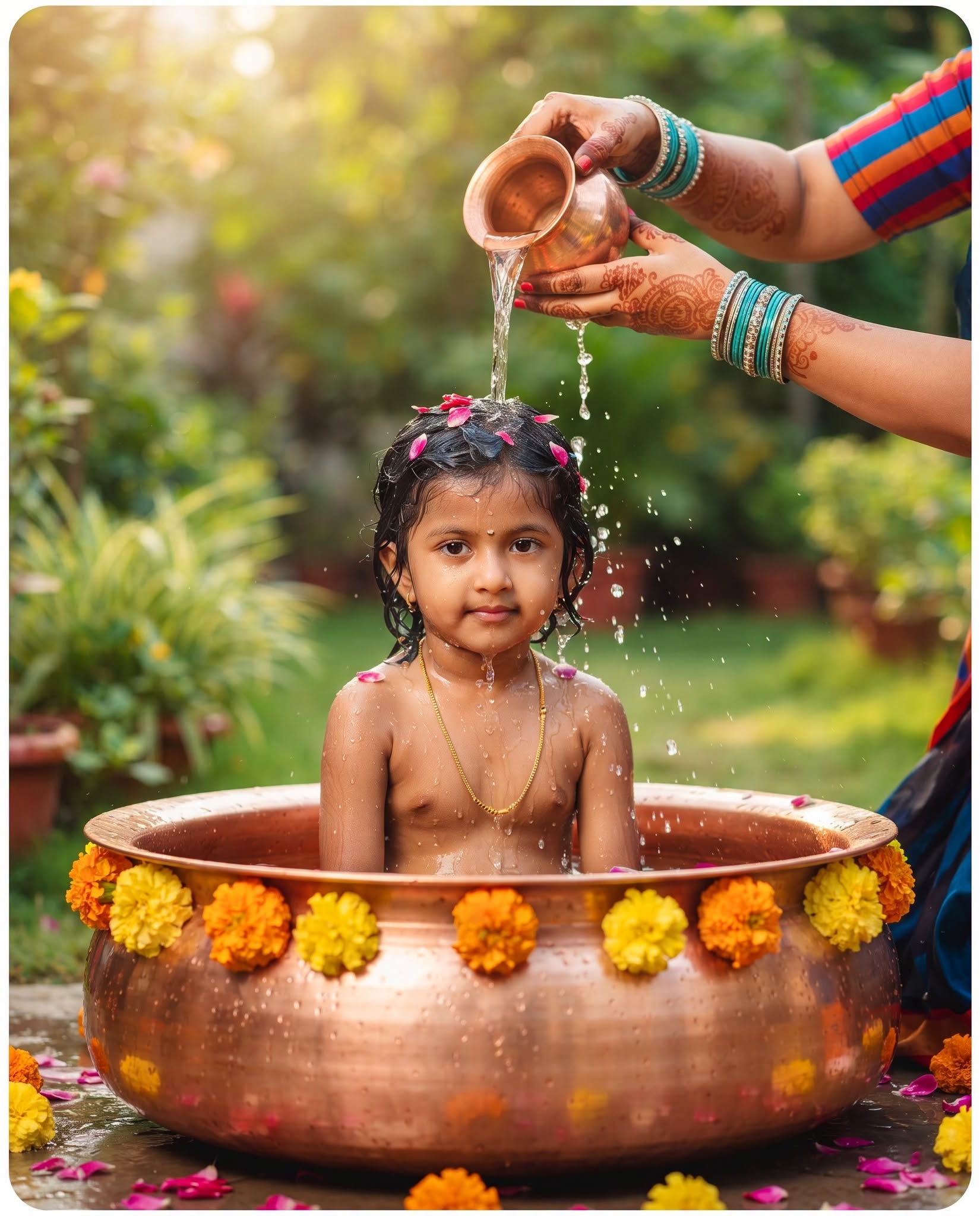Traditional Indian Baby Bathing Ceremony Portrait