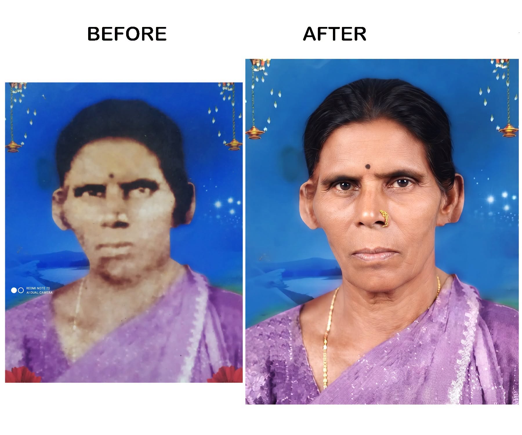 Old Portrait Restoration — Purple Saree DSLR Revival