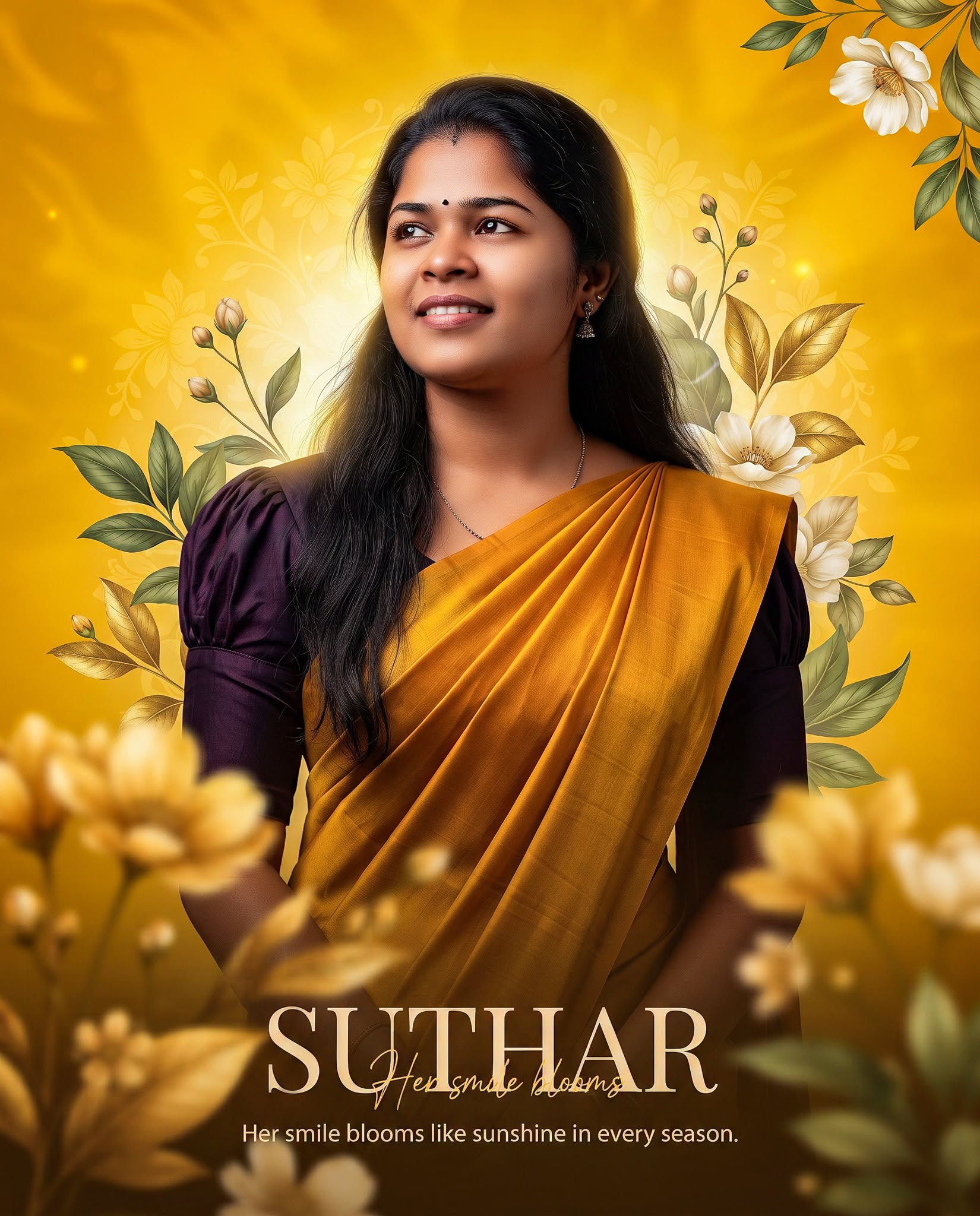Premium Cinematic Floral Portrait Poster