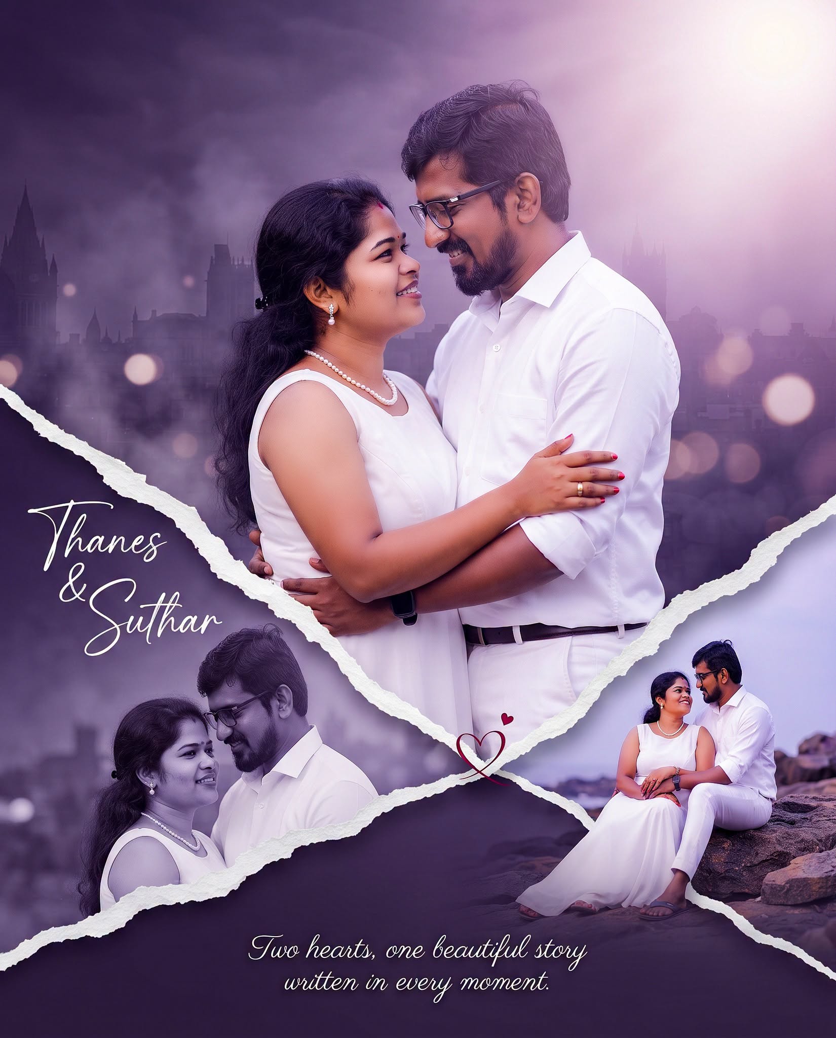 Romantic Torn-Paper Couple Poster