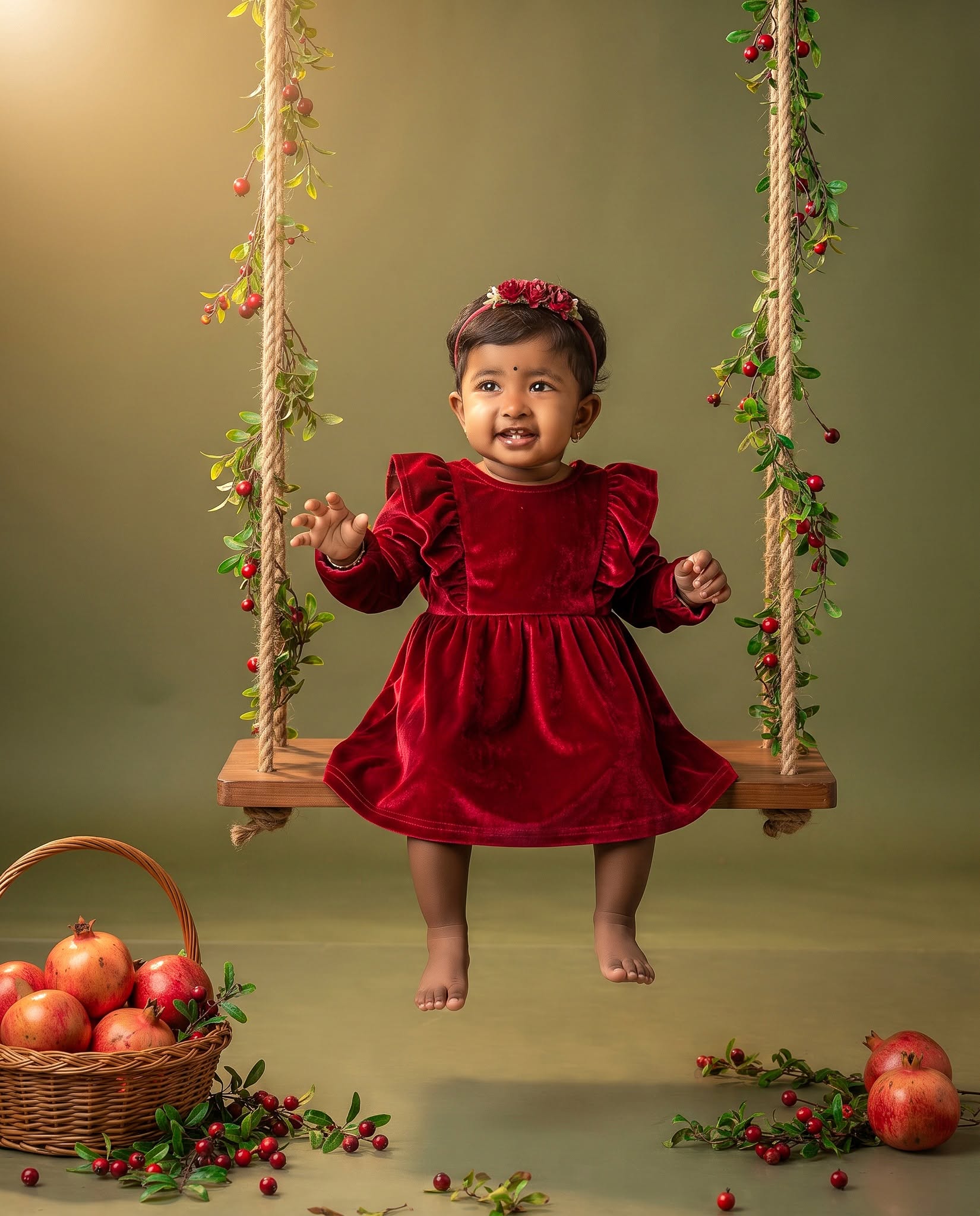 Baby Red Velvet Swing Portrait