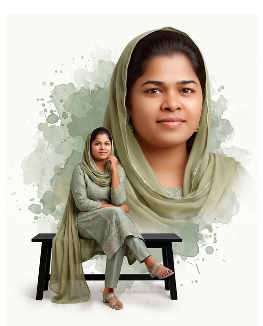 Elegant Sage Green Muslim Portrait