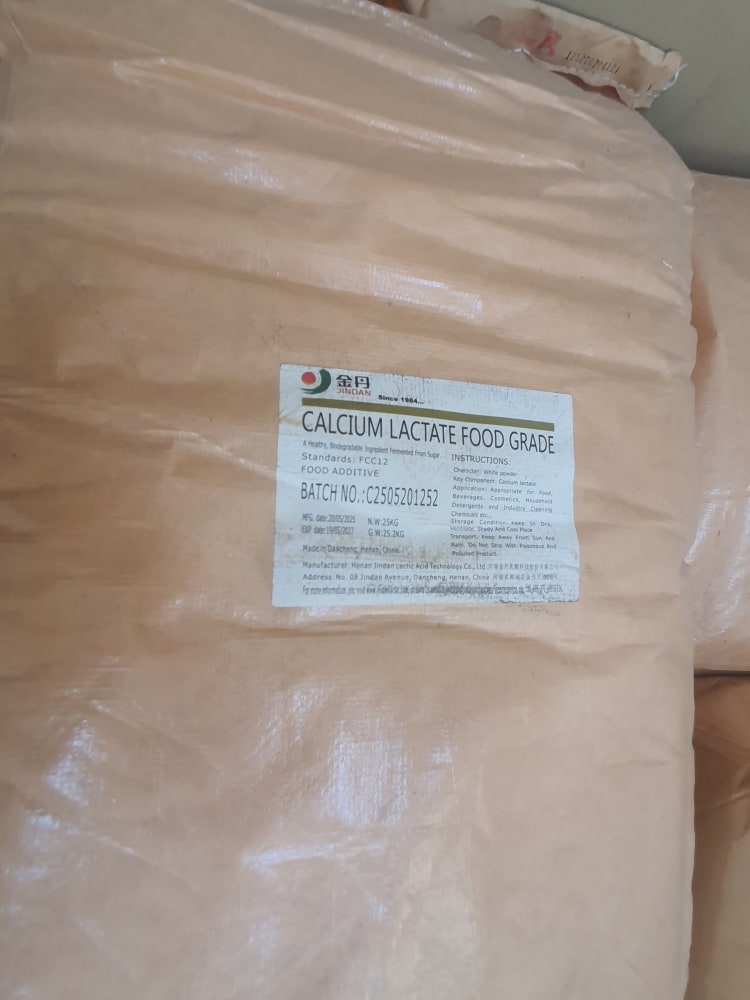 Calcium Lactate (Technical Grade, Powder) in commercial industrial packaging