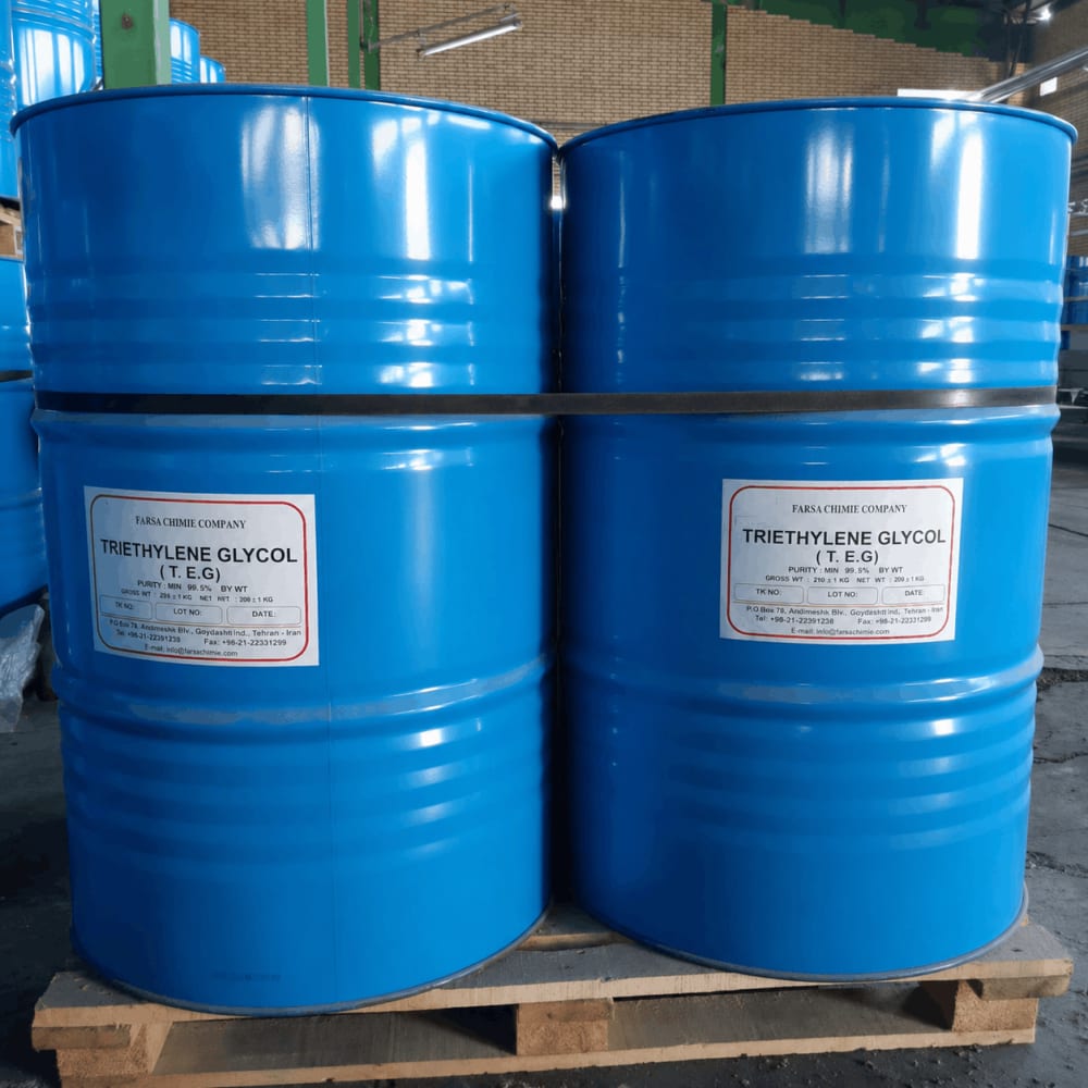 Triethylene Glycol ( TEG ) (Gas Dehydration Grade 99%, Standard Packaging) in commercial industrial packaging