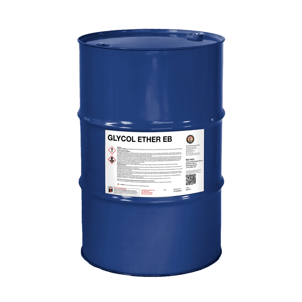 Butyl Glycol (EGBE / Ethylene Glycol Monobutyl Ether) (Industrial Grade (99.5% Pure), Clear Colorless Liquid) in commercial industrial packaging