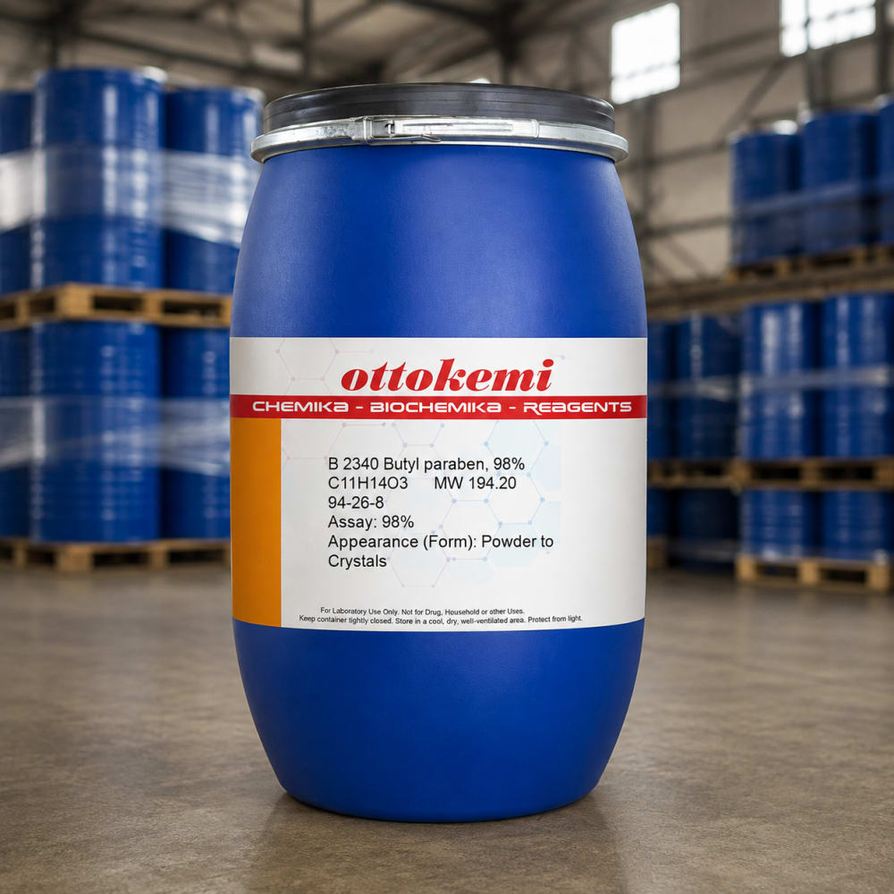 Butyl Paraben FCCIV (Technical Grade, Liquid) in commercial industrial packaging