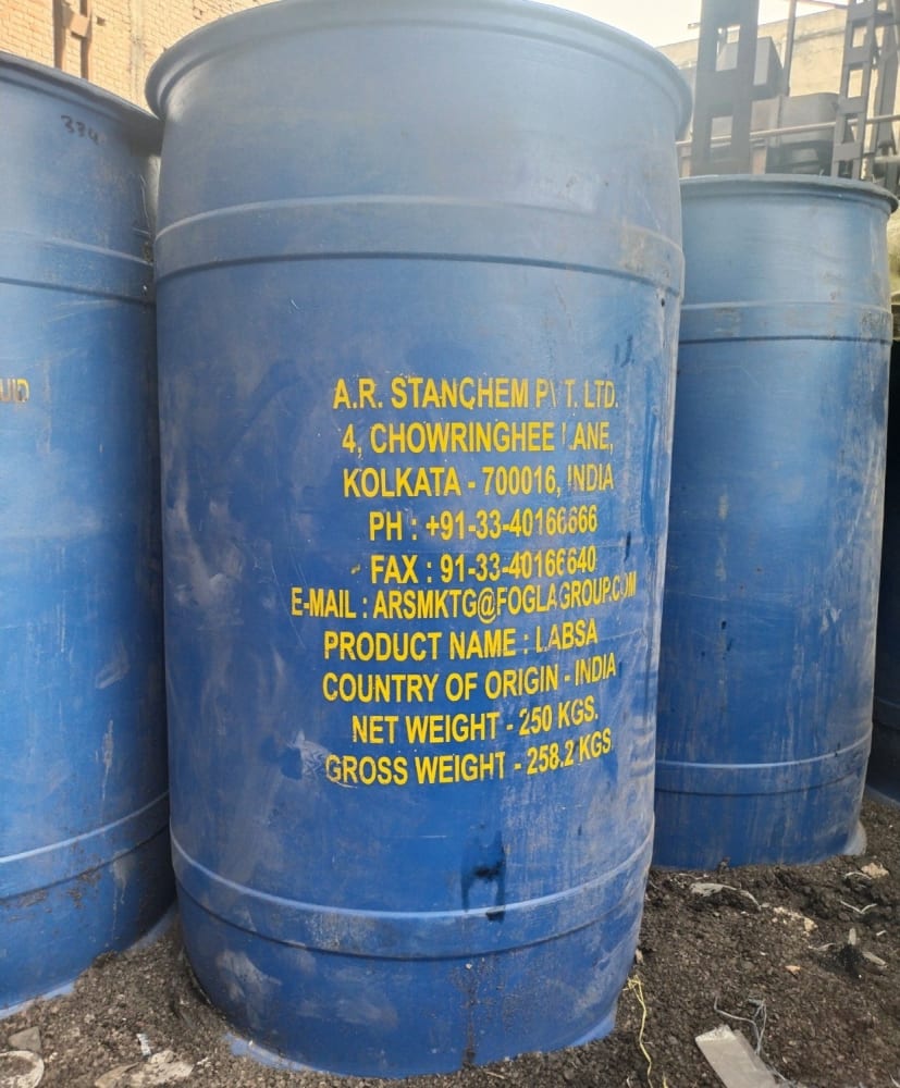 Sulphonic Acid / LABSA 90% (Detergent / Industrial Surfactant Grade, Viscous Brown Liquid) in commercial industrial packaging
