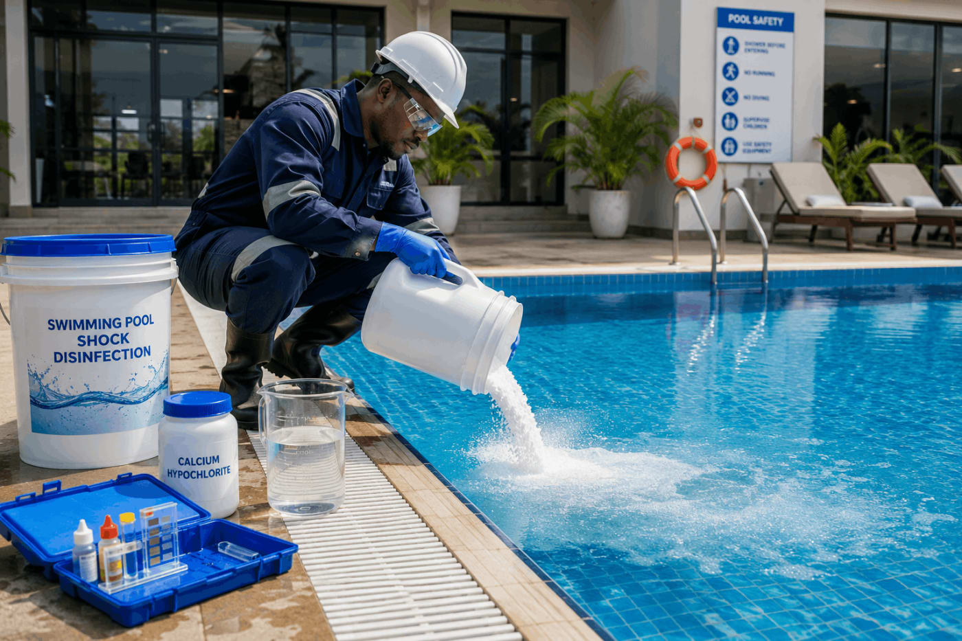 Swimming Pool Shock Disinfection process diagram