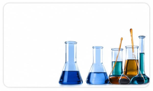 Laboratory glassware containing chemical samples