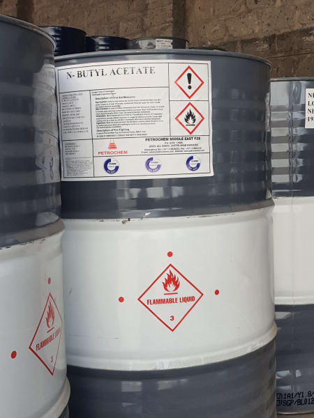 N-Butyl Acetate (Technical Grade, Liquid) in commercial industrial packaging