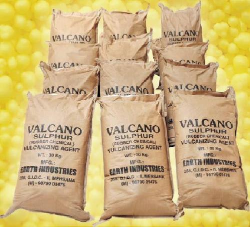 Rubber Vulcanizing Sulfur Powder (Sublimed / Insoluble Sulfur 99.5%, Standard Packaging) in commercial industrial packaging