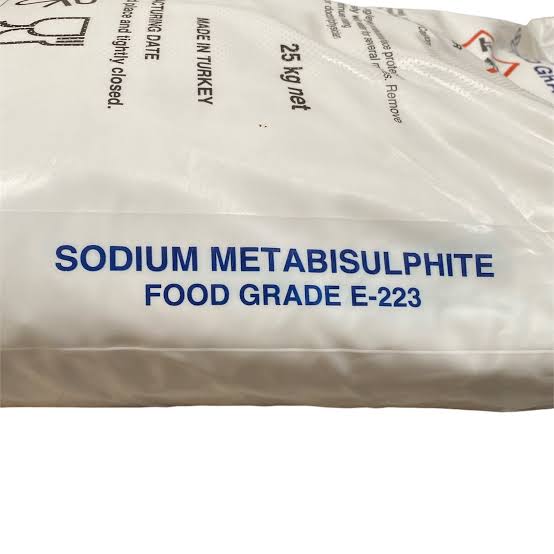 Sodium Metabisulphite Food grade (Technical Grade, Powder) in commercial industrial packaging