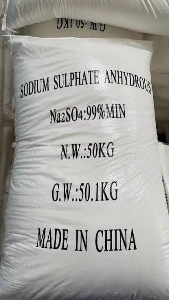 Sodium Sulphate Anhydrous ( Glauber Salt ) (Dyeing Leveling Agent 99%, Standard Packaging) in commercial industrial packaging