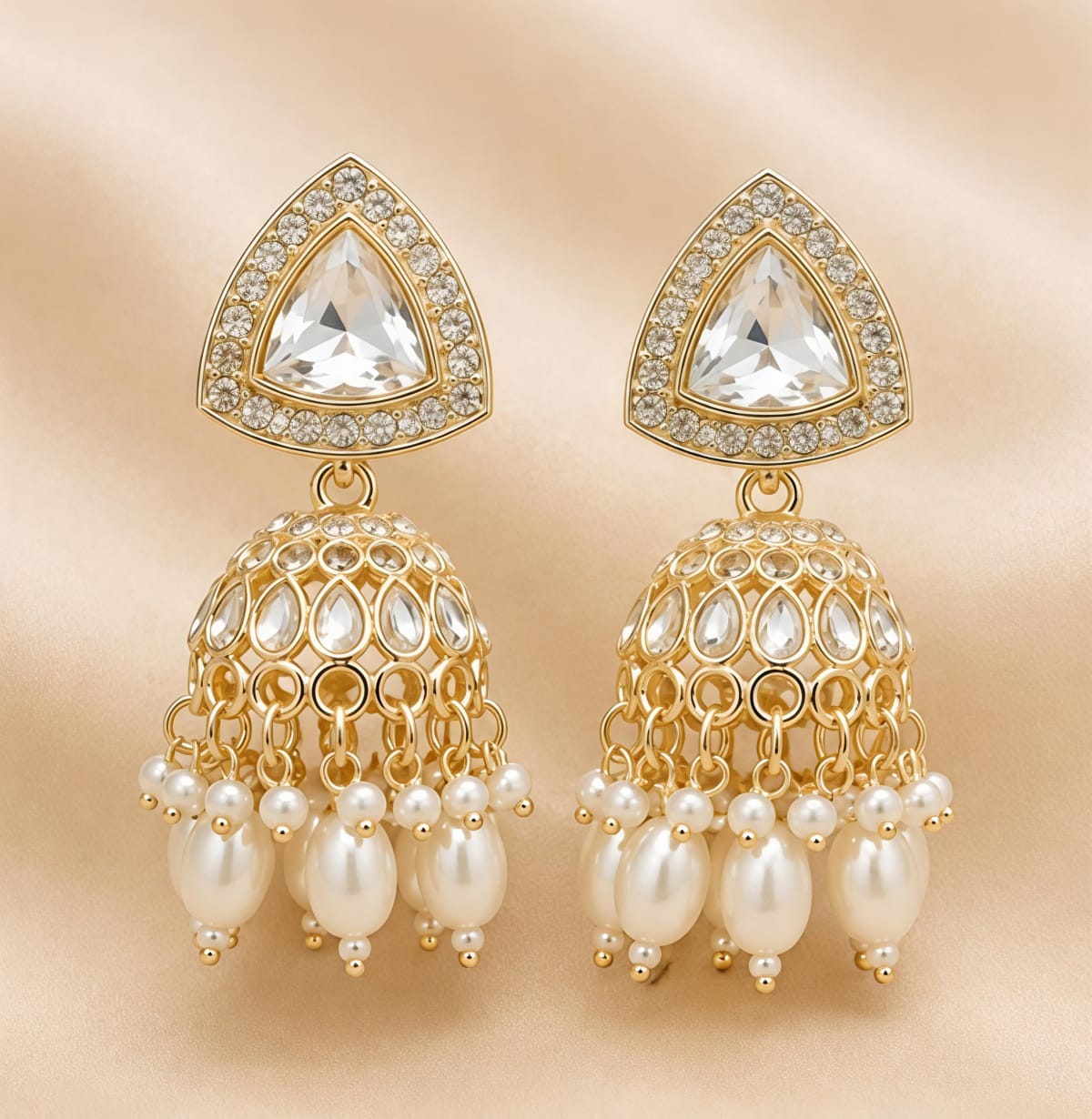 Noor Golden Pearl Jhumka