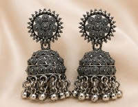 Meher Oxidised Silver Jhumka