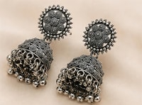 Meher Oxidised Silver Jhumka