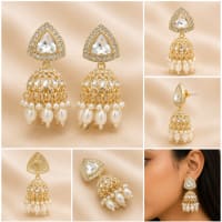 Noor Golden Pearl Jhumka