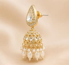 Noor Golden Pearl Jhumka
