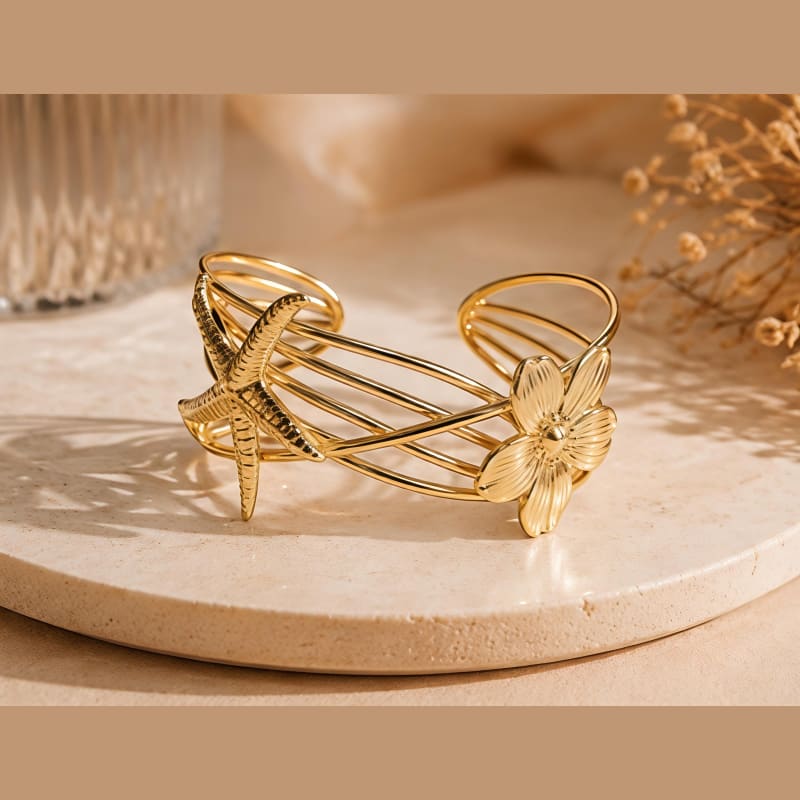 Gold-Tone Floral & Starfish Bracelet