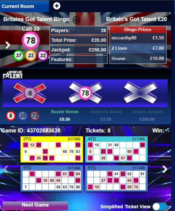 britain's got talent bingo