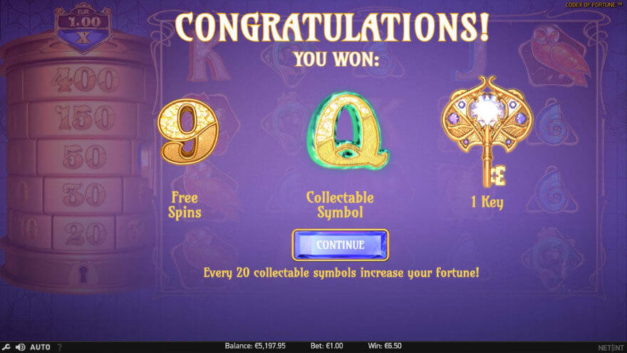 codex of fortune slot free spins feature