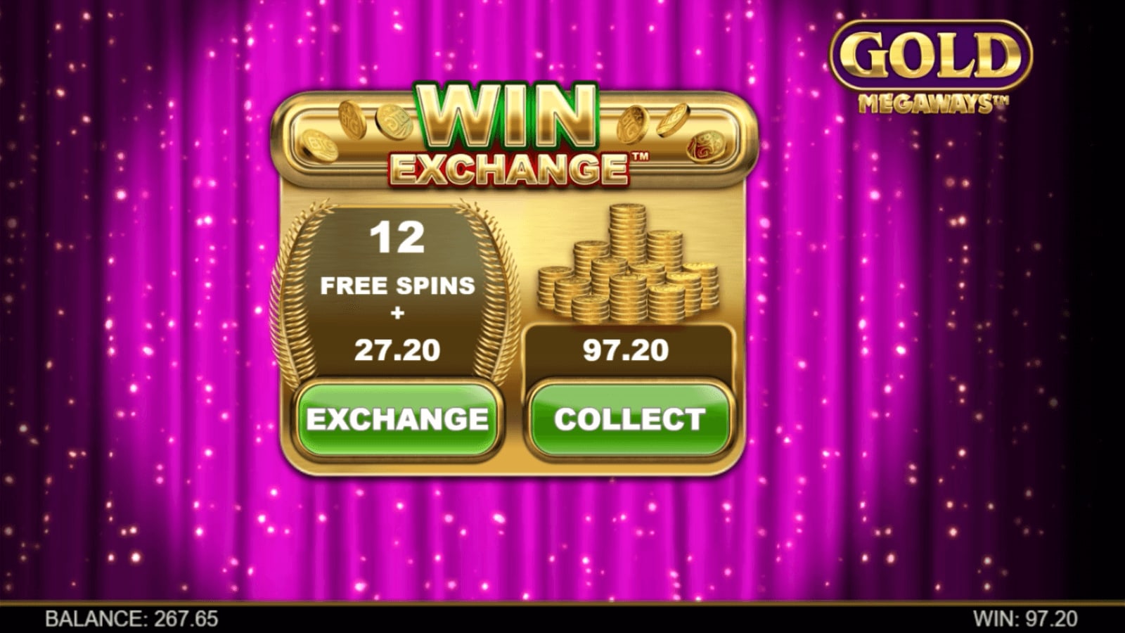 gold megaways slot win exchange feature