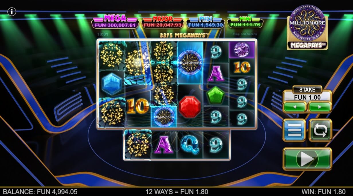 who wants to be a millionaire megapays slot reactions feature