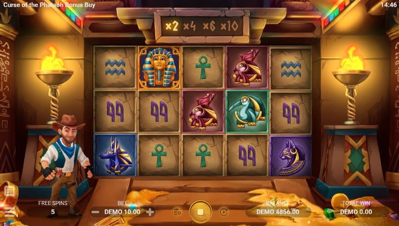 curse of the pharaoh slot free spins feature