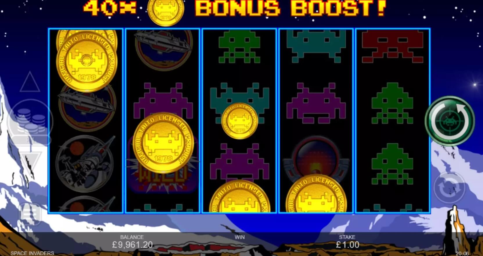 space invaders slot bonus features