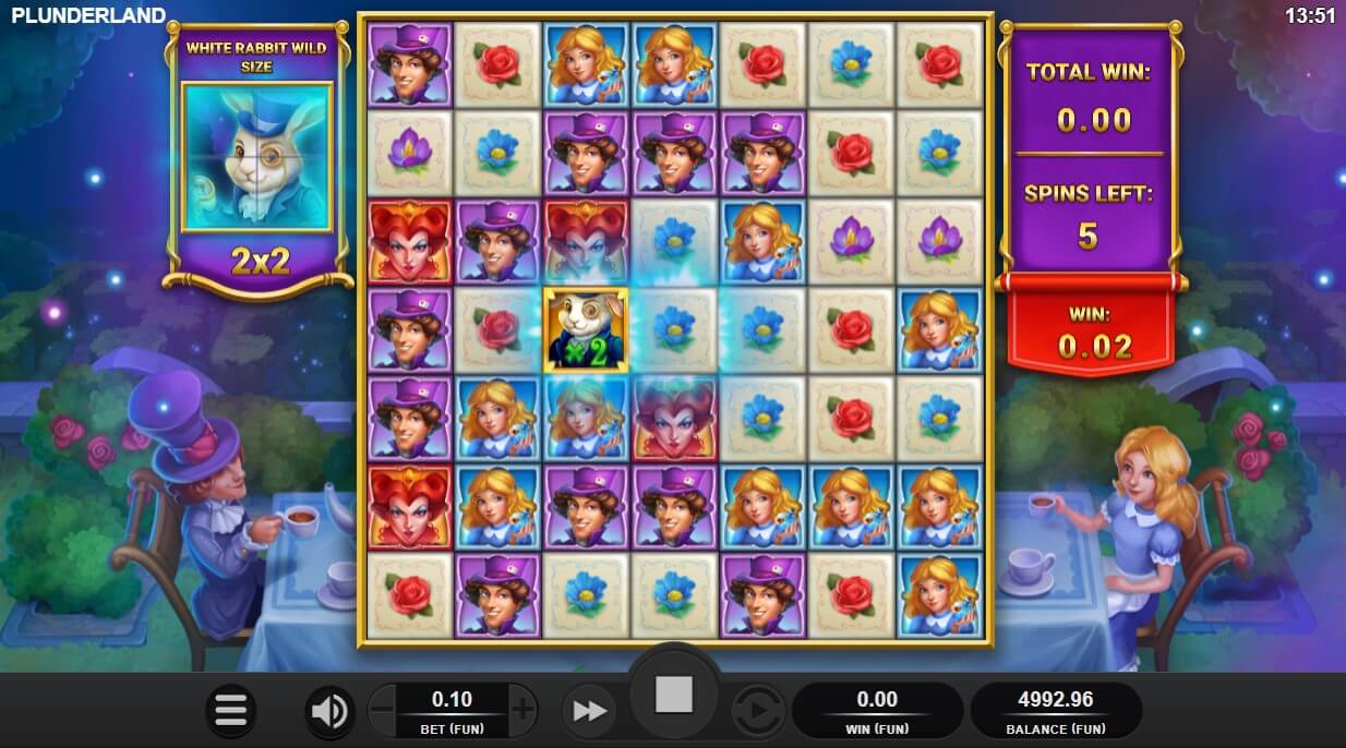 plunderland slot mad hatter's free spins feature