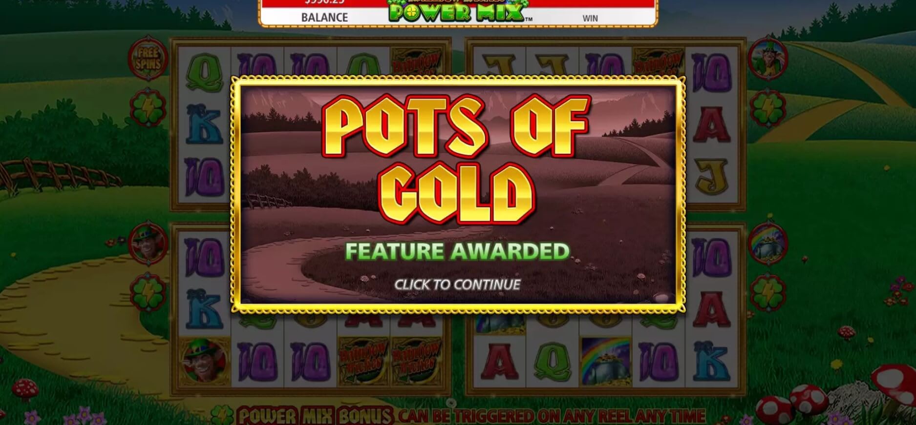 rainbow riches power mix slot pots of gold feature