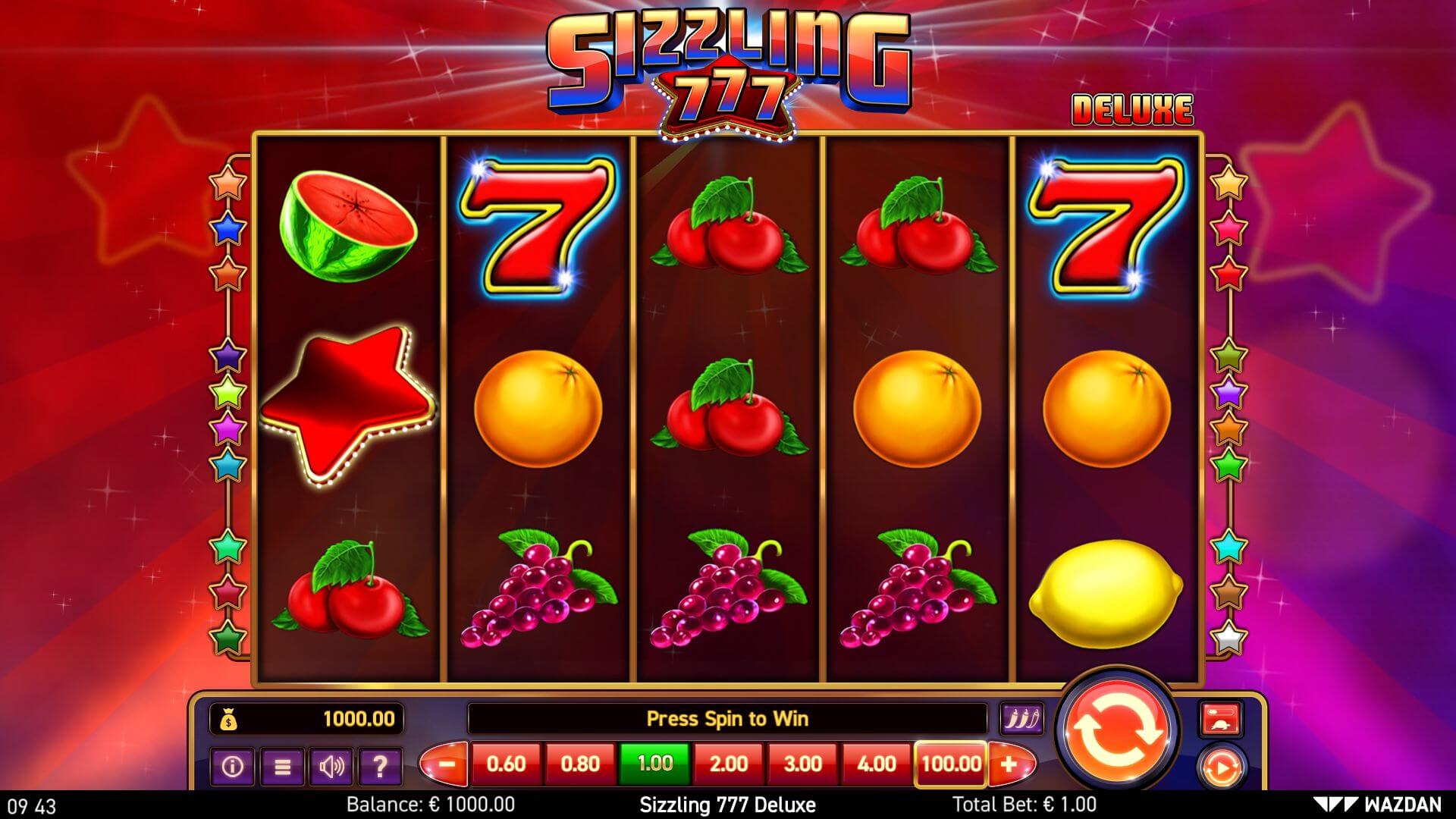 sizzling 777 deluxe slot