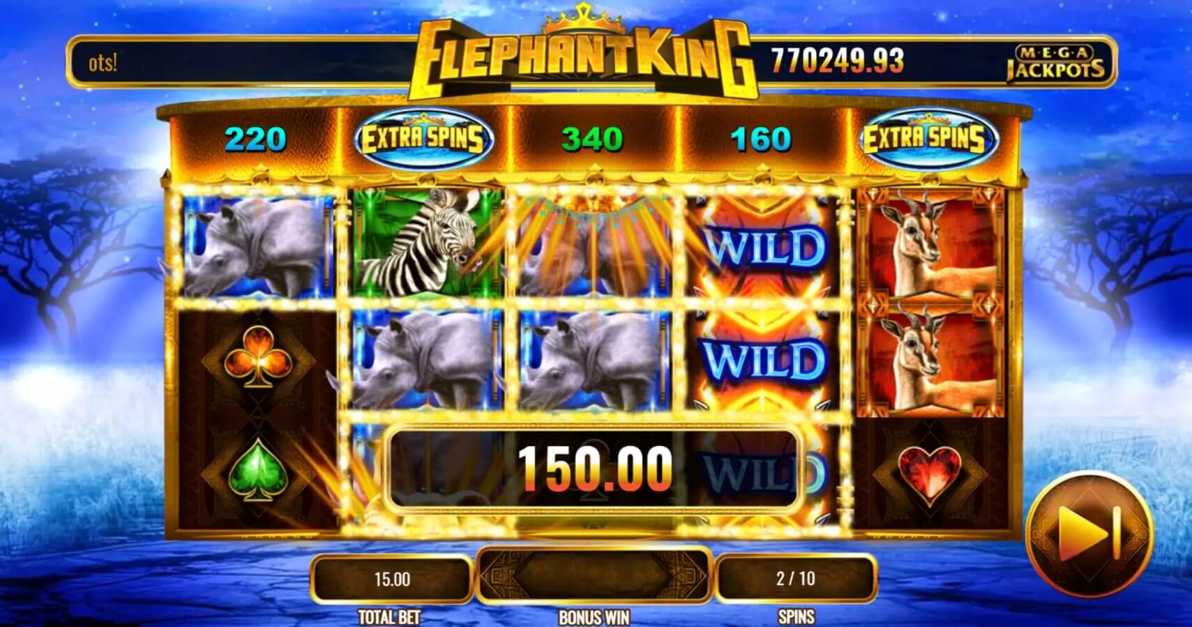 elephant king megajackpots slot free spins feature