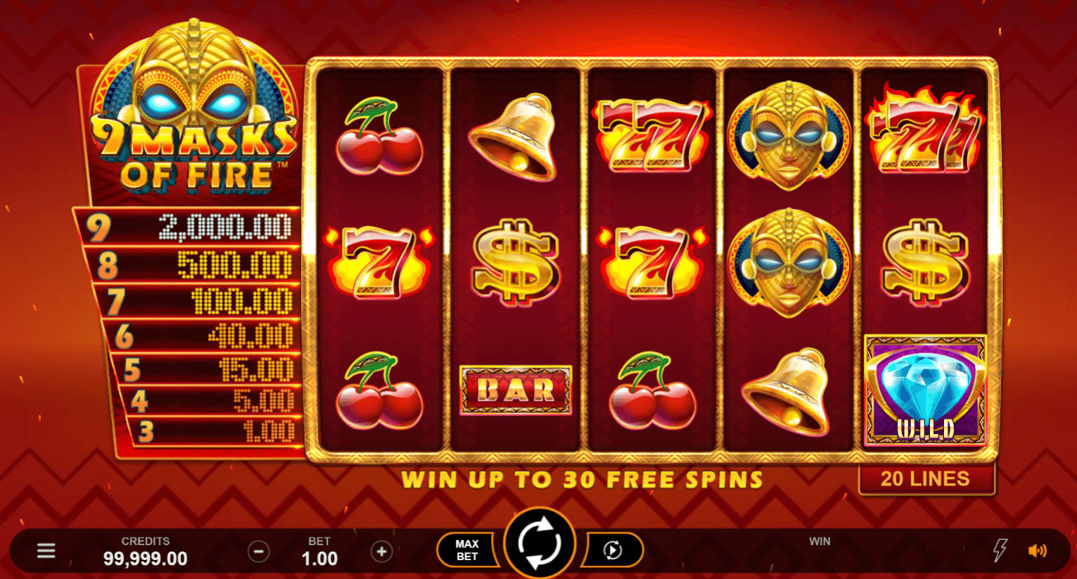 9 Masks of Fire Slot