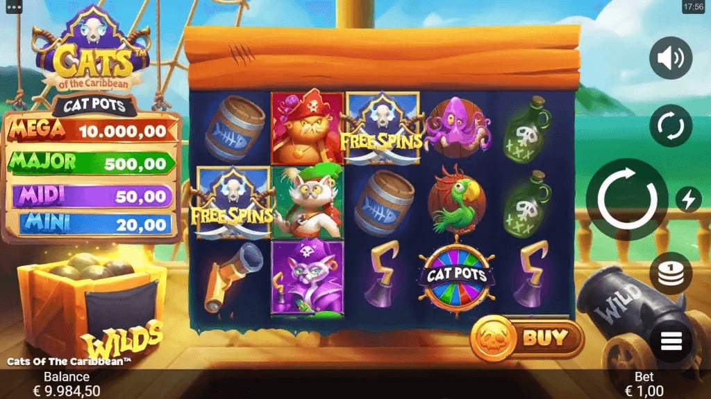 Cats of the Caribbean Slot Gameplay