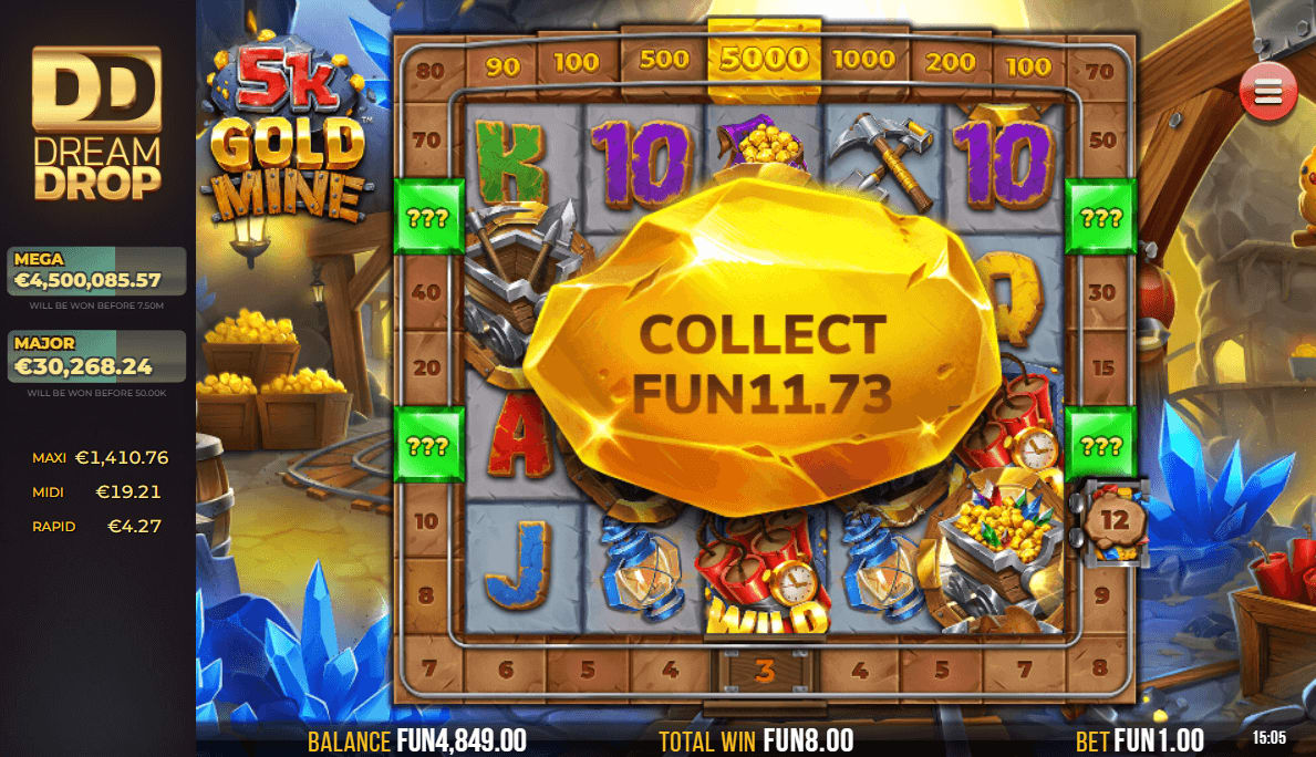 5K Gold Mine Dream Drop Slot Free Spins