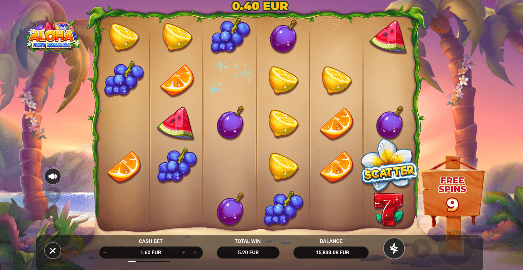 aloha fruit bonanza slot cascading wins