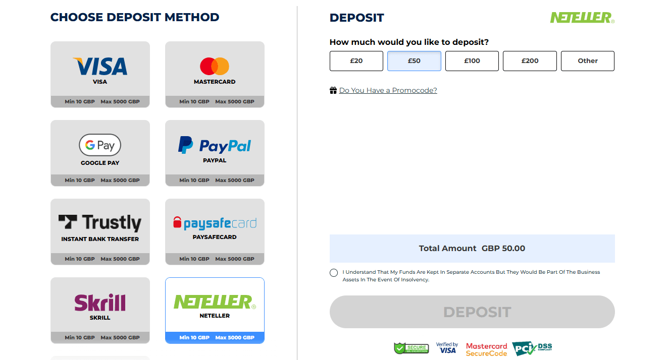 How to deposit with Neteller at a casino