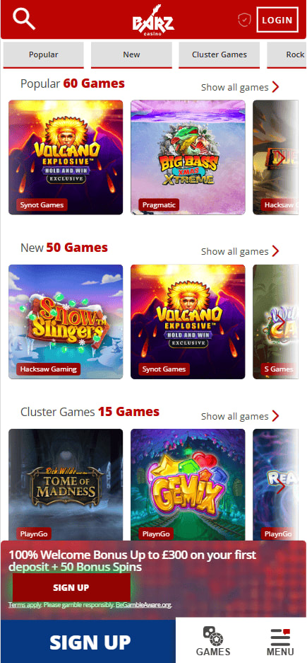 Barz Casino Mobile