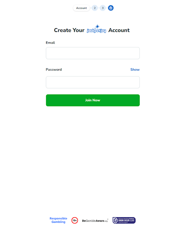 how to register at JackpotJoy - step one