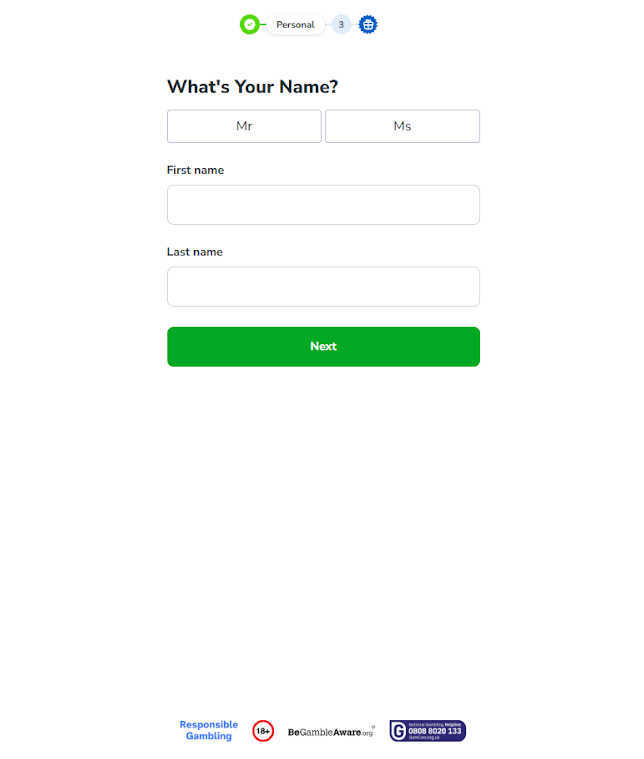 how to register at JackpotJoy - step two