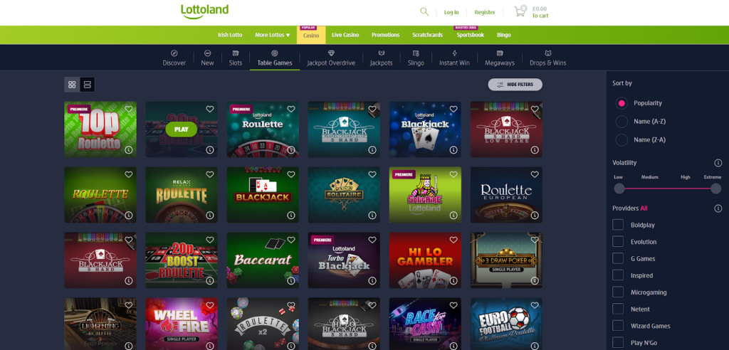 Lottoland navigation