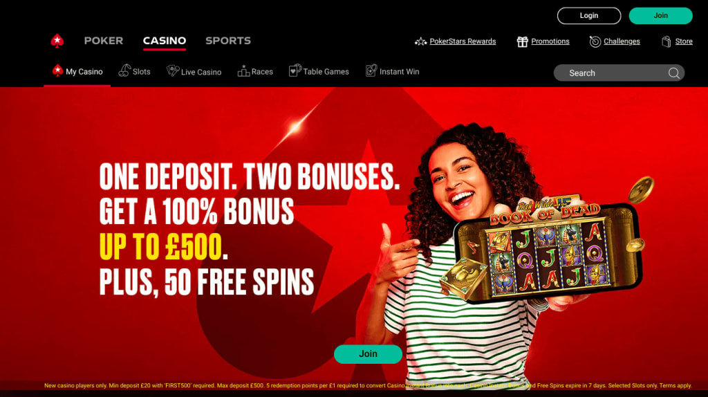PokerStars casino navigation