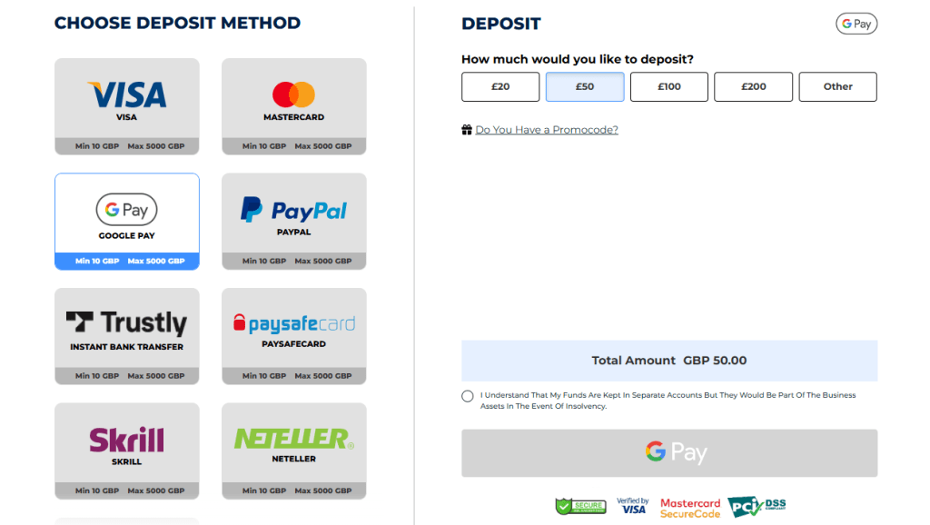 How to deposit at a casino using GooglePay