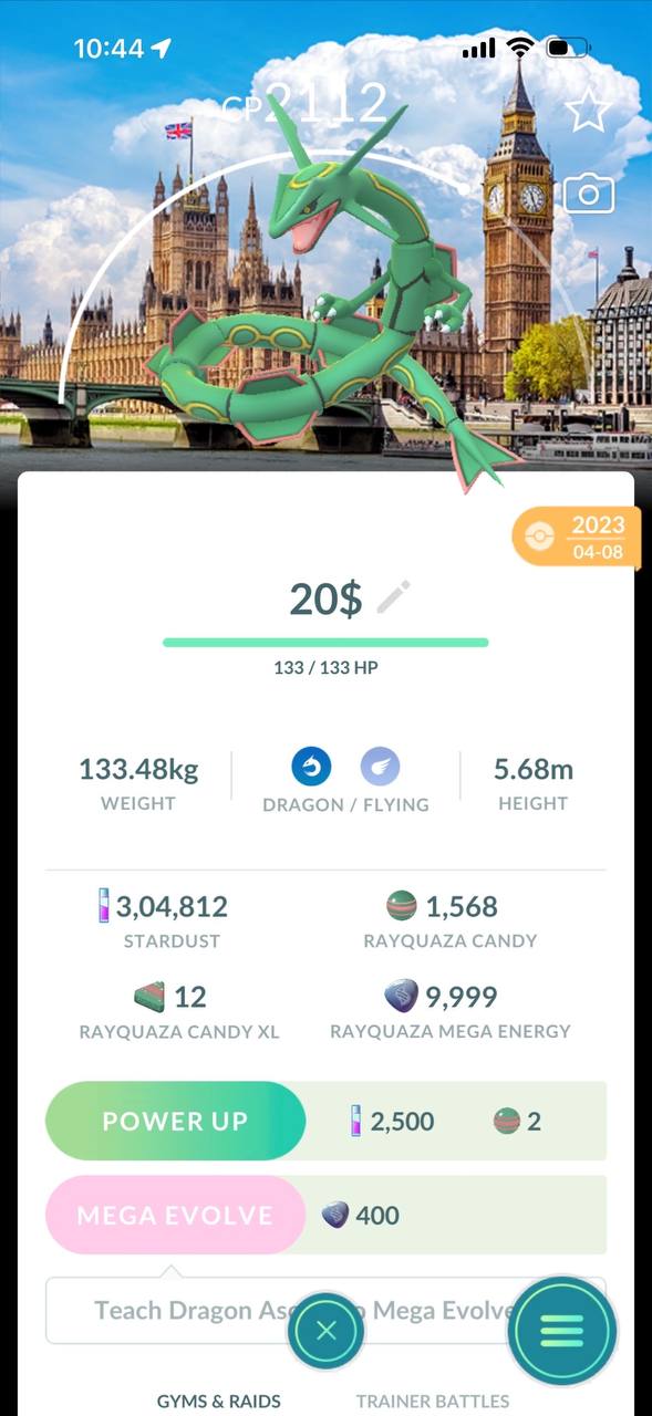 Non Shiny 2023 London Location Background Rayquaza