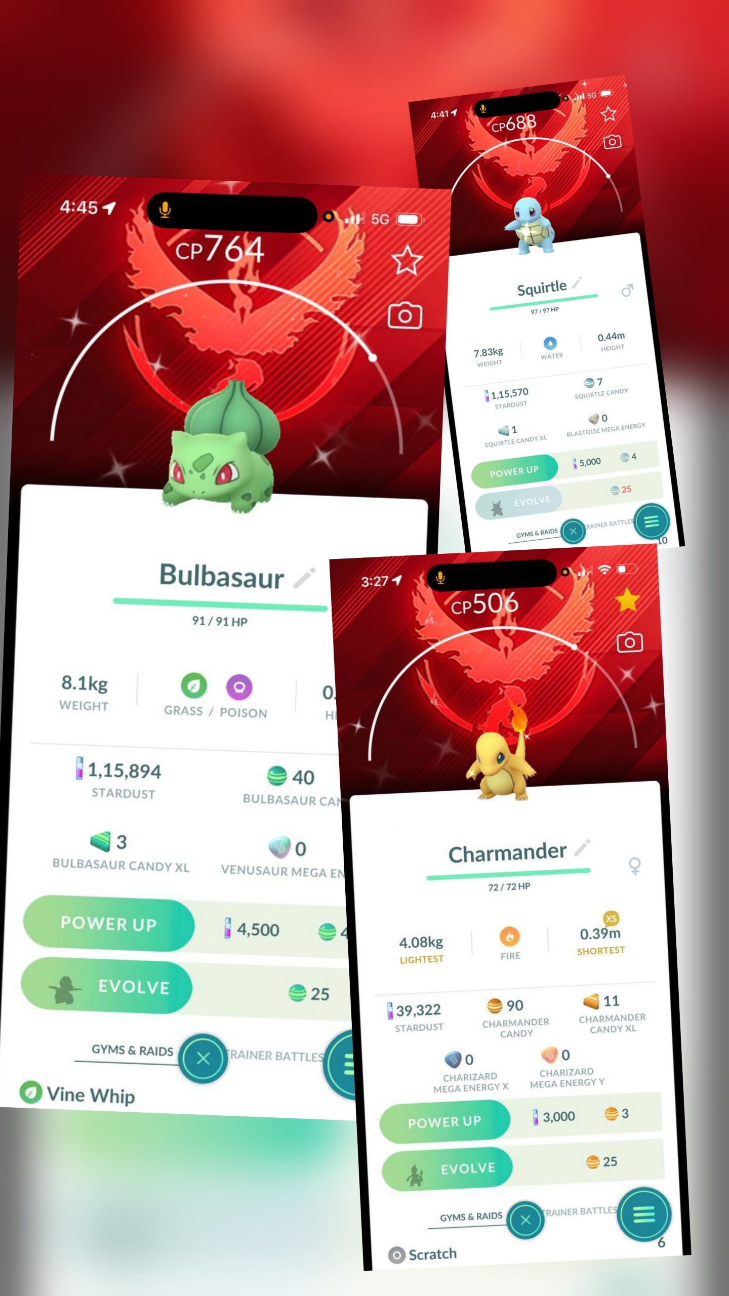 Shiny Valor BG - Bulbasaur, Charmander and Squirtle
