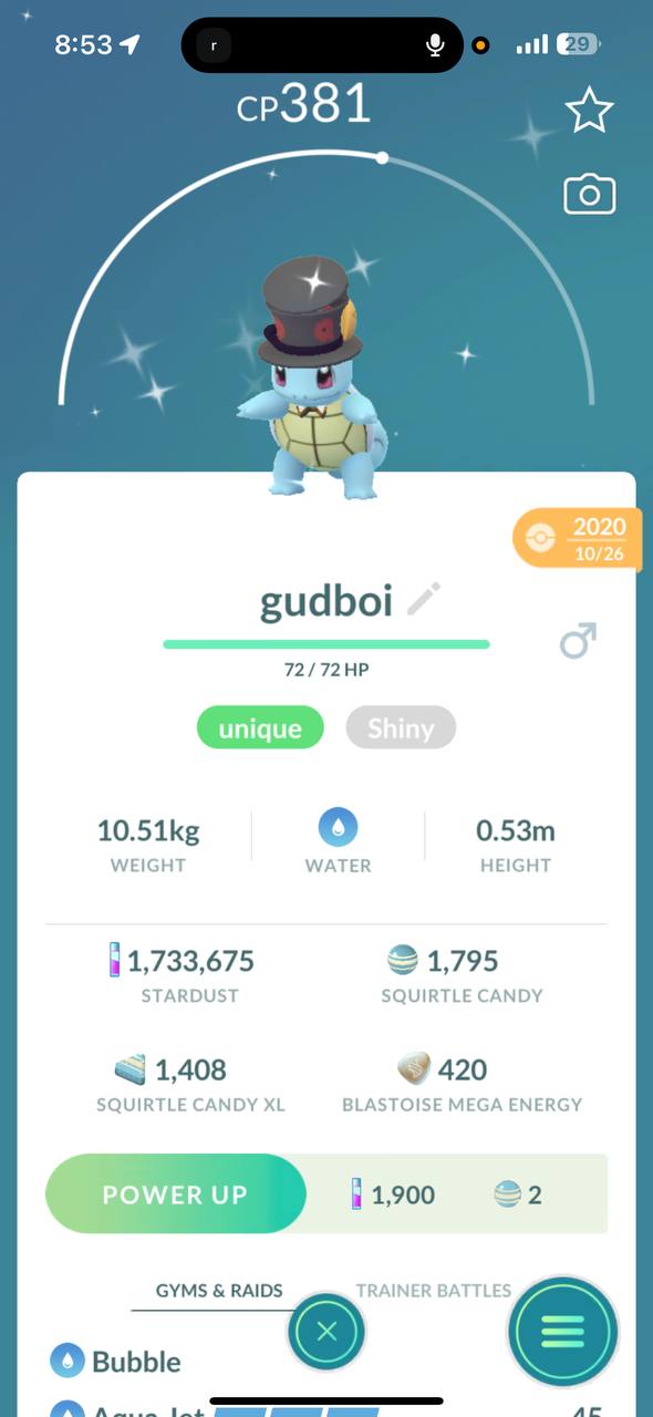 Shiny Squirtle Costume Halloween - Year 2020 -Guaranteed Lucky
