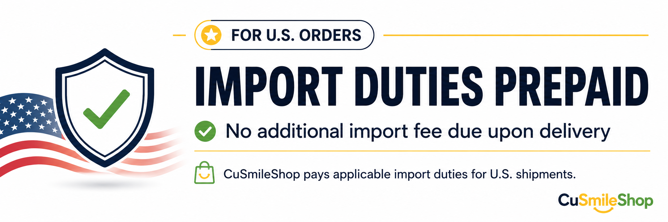 For U.S. Orders - Import Duties Prepaid - No additional import fee due upon delivery